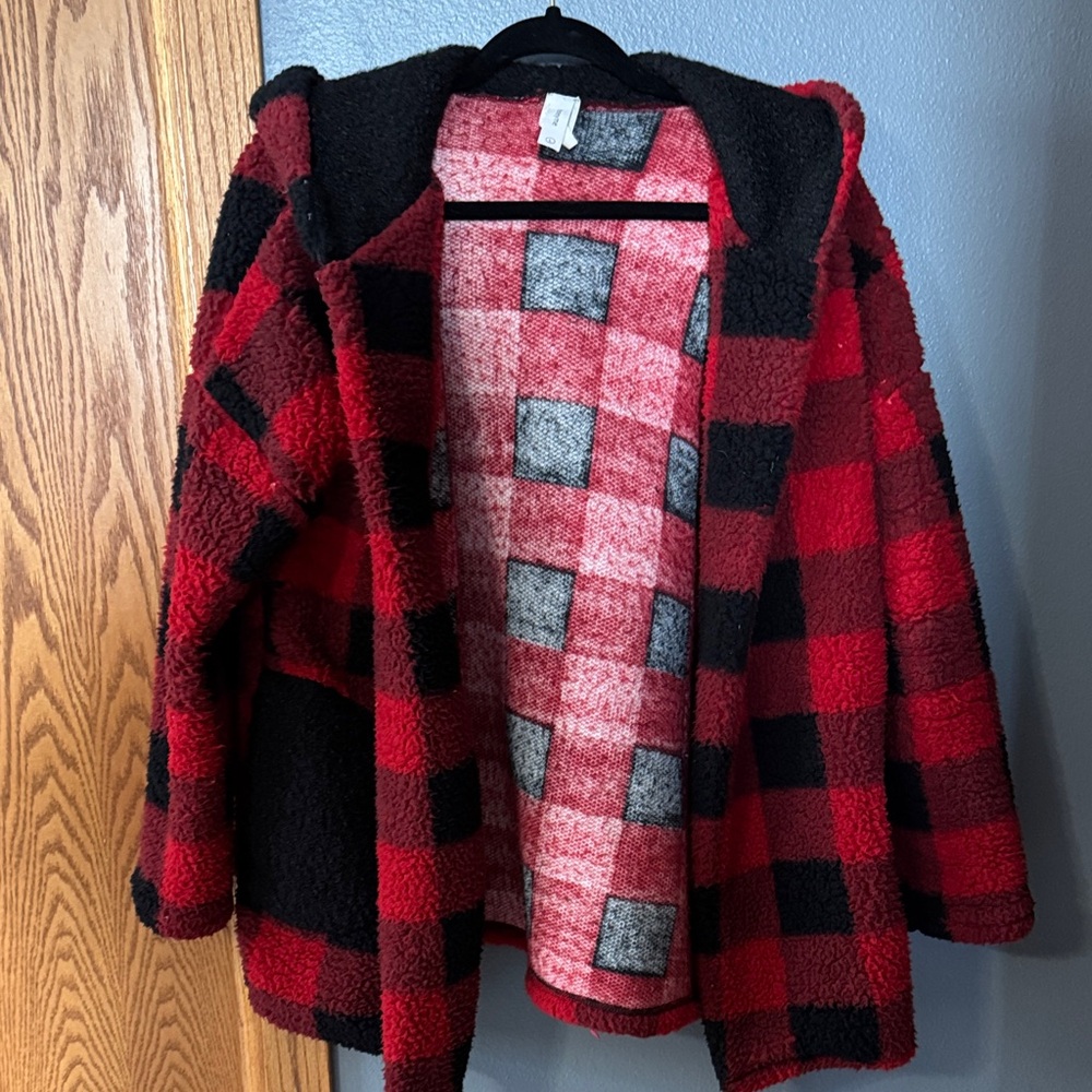 Honeyme Red and Black Plaid Jacket